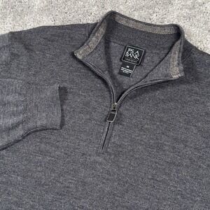 Jos A Bank Traveler 1/4 Zip Sweater Men's Size XXL 2XL Gray 100% Merino Wool